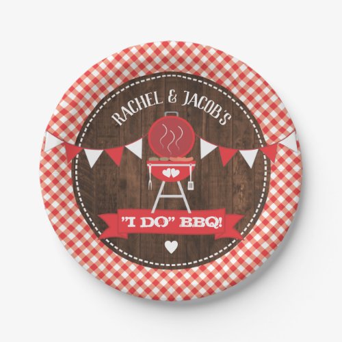 Rustic I DO BBQ Couples Wedding Engagement Shower Paper Plates