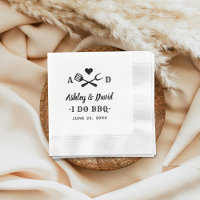 Rustic I Do BBQ Custom Wedding Monogram Napkins