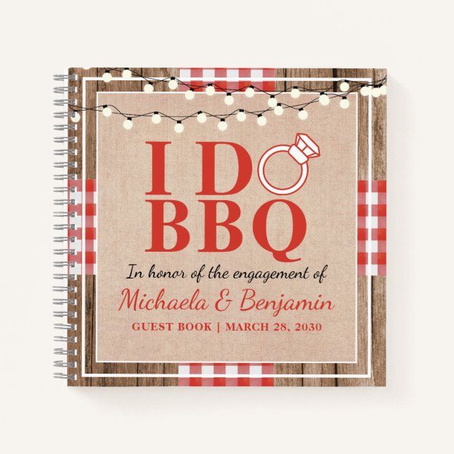 Rustic I Do BBQ Engagement Party Couple Guest Book (Front)