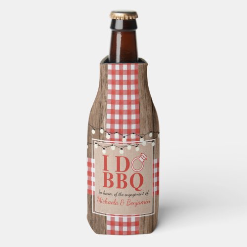 Rustic I Do BBQ Engagement Party Couples Shower Bottle Cooler