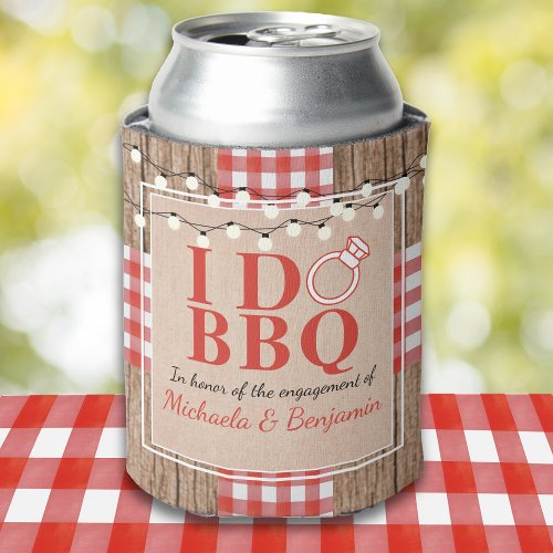 Rustic I Do BBQ Engagement Party Couples Shower Can Cooler