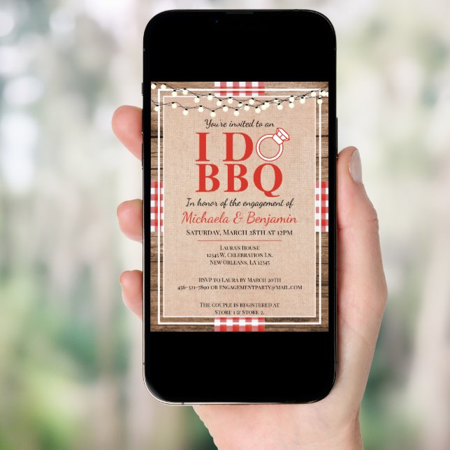 Rustic I Do BBQ Engagement Party Couples Shower Invitation (Front Digital)