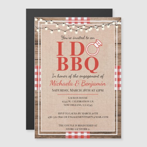 Rustic I Do BBQ Engagement Party Couples Shower Magnetic Invitation