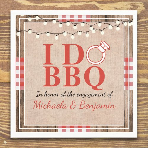 Rustic I Do BBQ Engagement Party Couples Shower Napkins