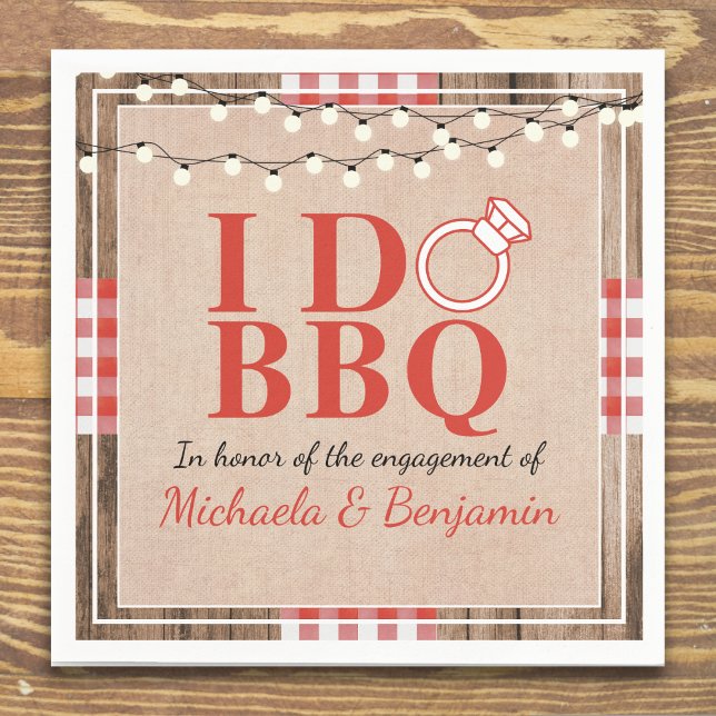 Rustic I Do BBQ Engagement Party Couples Shower Napkins (Creator Uploaded)