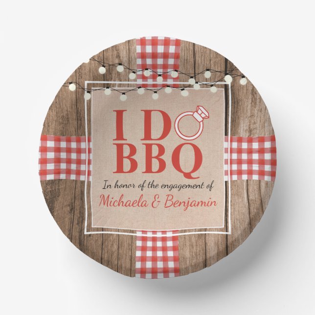 Rustic I Do BBQ Engagement Party Couples Shower Paper Bowls (Front)