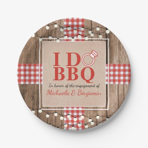 Rustic I Do BBQ Engagement Party Couples Shower Paper Plates