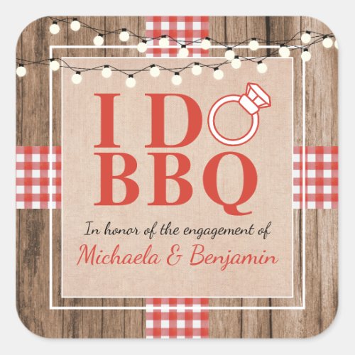 Rustic I Do BBQ Engagement Party Couples Shower Square Sticker