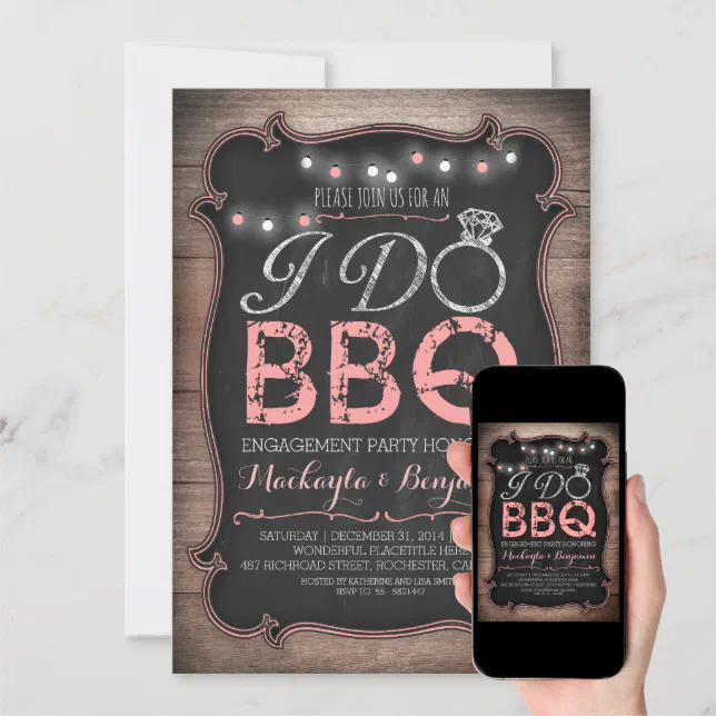 Rustic I Do Bbq Engagement Party Invitation Zazzle