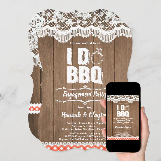 Rustic I Do Bbq Engagement Party Invitation Zazzle