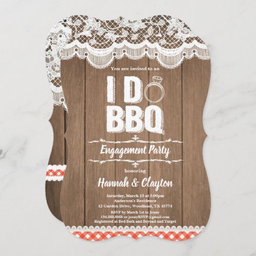 Rustic I do BBQ engagement party invitation