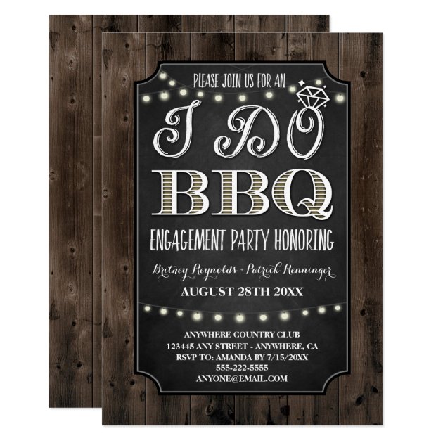 Rustic I Do BBQ Engagement Party Invitations