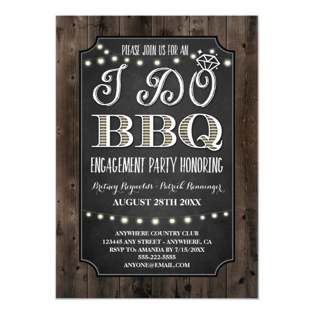 Rustic I Do BBQ Engagement Party Invitations