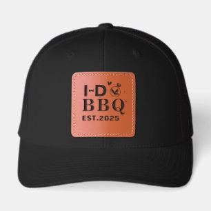 Rustic i Do BBQ Engagement Wedding Party Leather Patch Hat