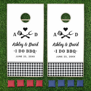 Rustic I Do BBQ Monogram Wedding Cornhole Set
