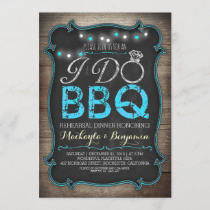 rustic I do BBQ rehearsal dinner invitation