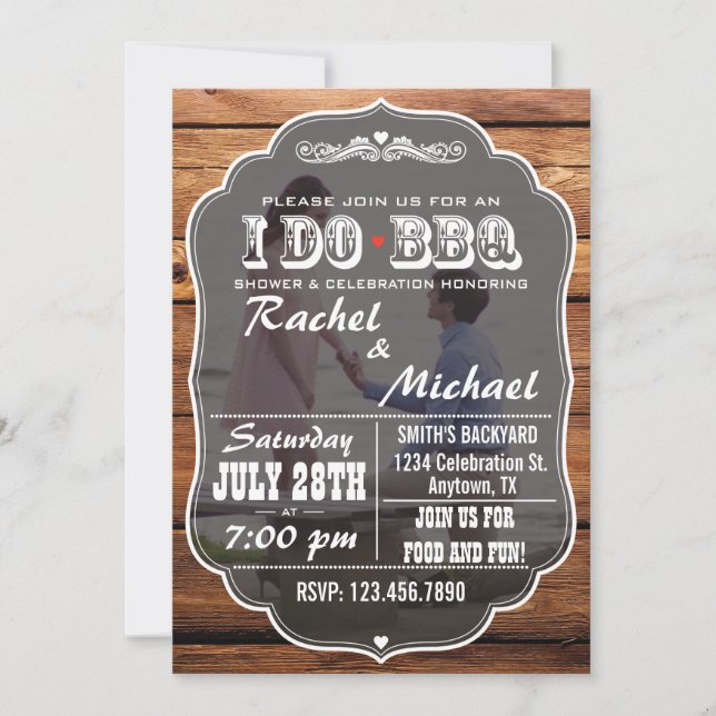 Rustic I Do BBQ Shower Photo Invitation (Front)