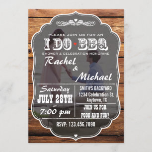 Rustic I Do BBQ Shower Photo Invitation