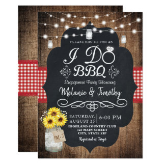 Rustic I Do BBQ Sunflower Engagement Invitations