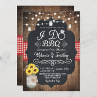 Rustic I Do BBQ Sunflower Engagement Invitations