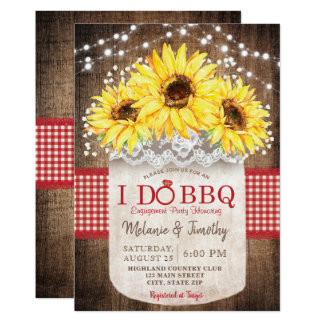 Rustic I Do BBQ Sunflower Engagement Invitations