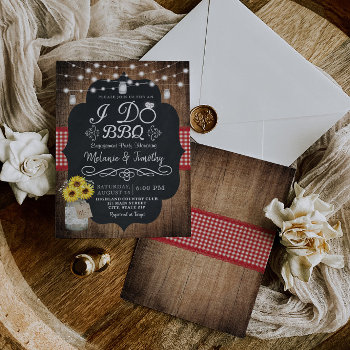 Rustic I Do Bbq Sunflower Engagement Invitations by YourMainEvent at Zazzle