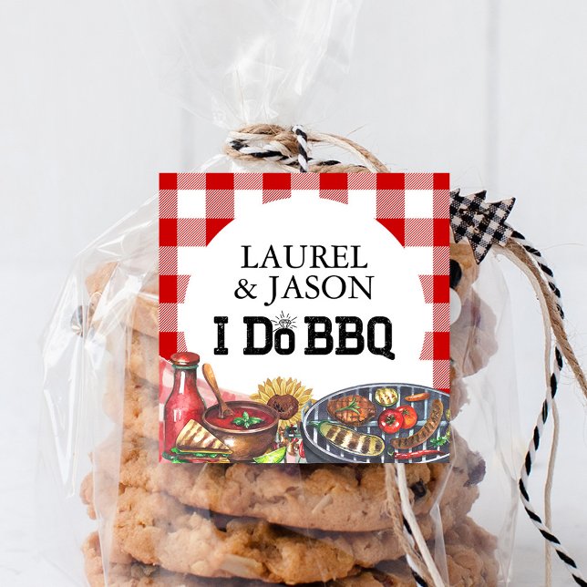 Rustic I Do BBQ Sunflower Engagement Party Square Sticker (Creator Uploaded)
