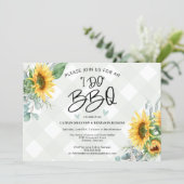 Rustic I Do BBQ Sunflower Plaid Bridal Shower  Invitation (Standing Front)