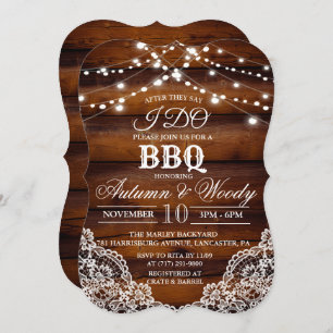 Rustic I DO Post BBQ Wood Invitation