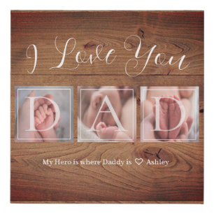 Rustic I Love You Dad Photo Faux Canvas Print