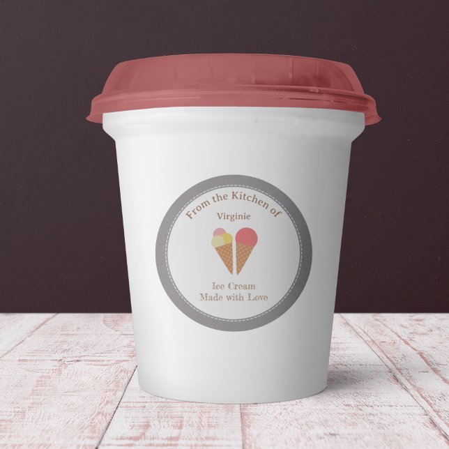 Rustic Ice Cream Label Sticker (Rustic Ice Cream Label Sticker)