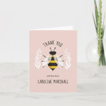 Rustic Illustrated Bee Folded Thank You Note Card