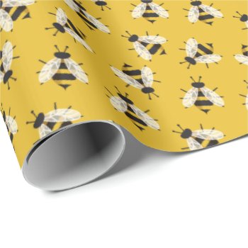 Rustic Illustrated Bumble Bee Wrapping Paper by 2BirdStone at Zazzle