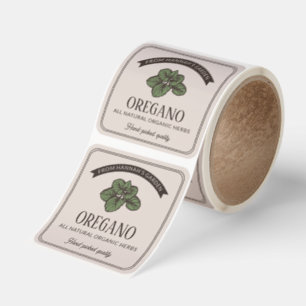 Rustic Illustration Oregano Herb Spice Square Sticker