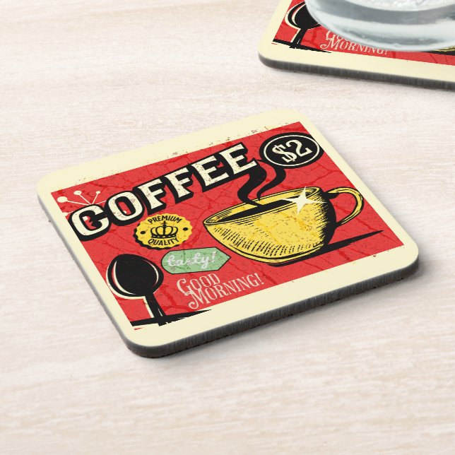 Rustic illustrations vintage background Coffee Beverage Coaster (Left Side)