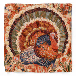 Rustic Impressionist Fall Turkey Bandana