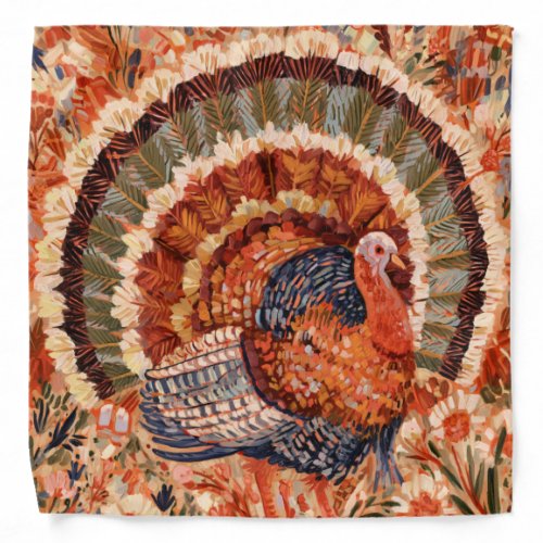 Rustic Impressionist Fall Turkey Bandana