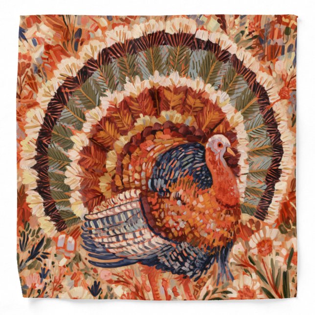 Rustic Impressionist Fall Turkey Bandana (Front)