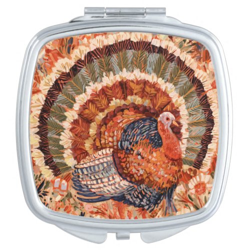 Rustic Impressionist Fall Turkey Compact Mirror