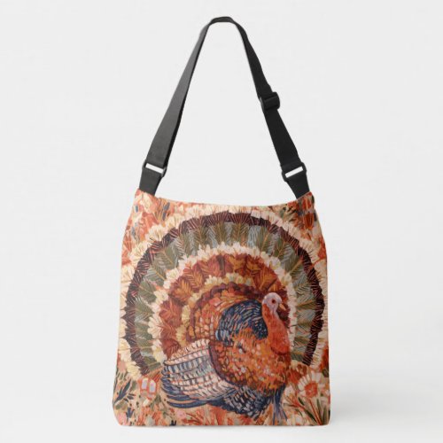 Rustic Impressionist Fall Turkey Crossbody Bag