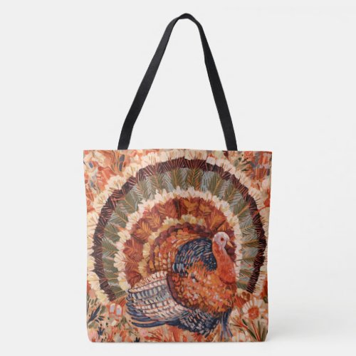 Rustic Impressionist Fall Turkey Tote Bag