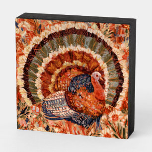 Rustic Impressionist Fall Turkey Wooden Box Sign