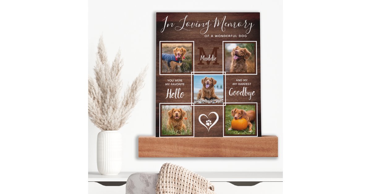 Rustic In Loving Memory 5 Photo Dog Pet Memorial Picture Ledge | Zazzle