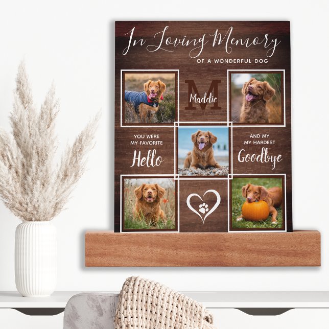 Rustic In Loving Memory 5 Photo Dog Pet Memorial Picture Ledge (Creator Uploaded)