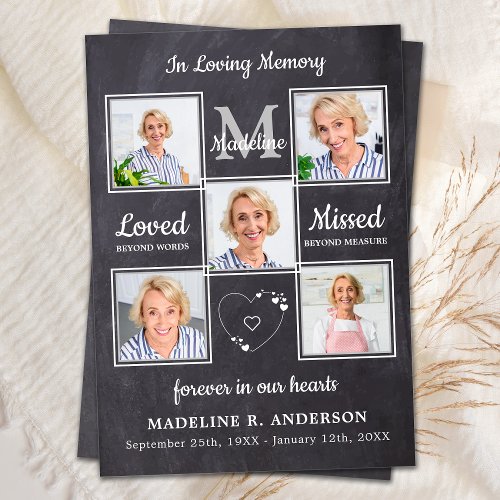 Rustic In Loving Memory 5 Photos Sympathy Funeral Thank You Card
