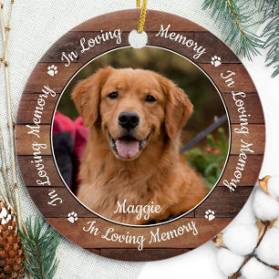 Rustic In Loving Memory Dog Photo Pet Memorial Ceramic Ornament