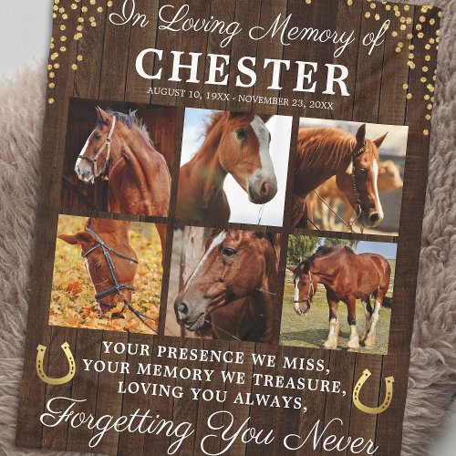 Rustic In Loving Memory Horse Fleece Blanket