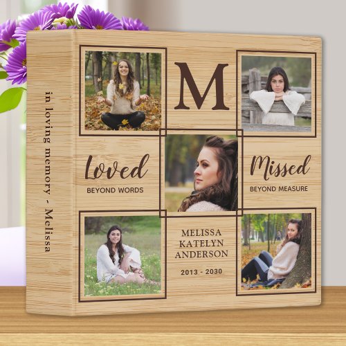  Rustic In Loving Memory Memorial Photo Album 3 Ring Binder