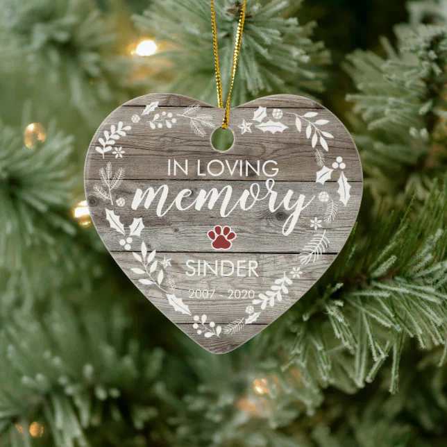 Rustic In Loving Memory PET Memorial Photo Ceramic Ornament | Zazzle
