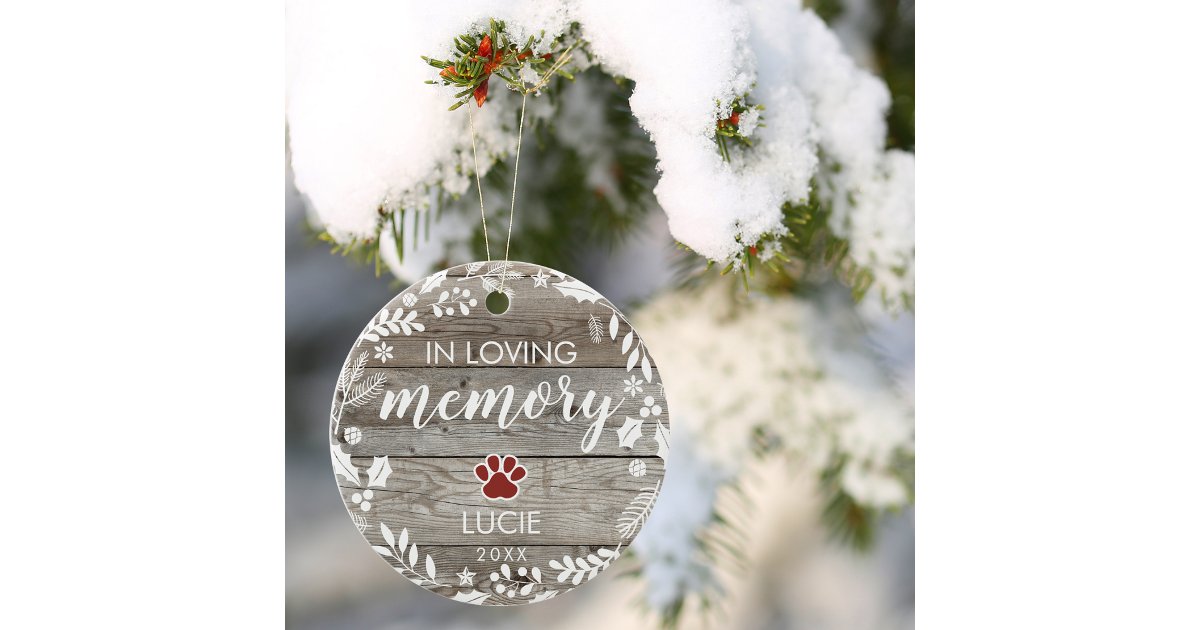 Rustic In Loving Memory PET Memorial Photo Ceramic Ornament | Zazzle